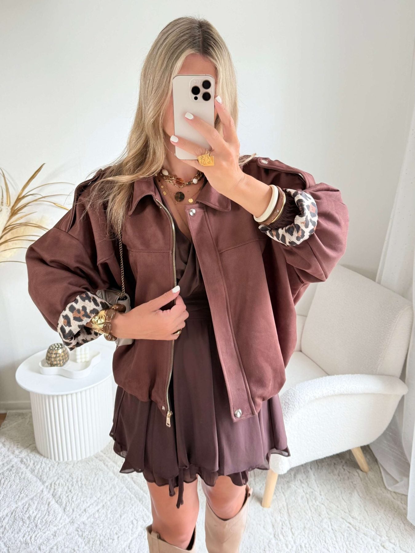 Veste marron effet daim - Lou