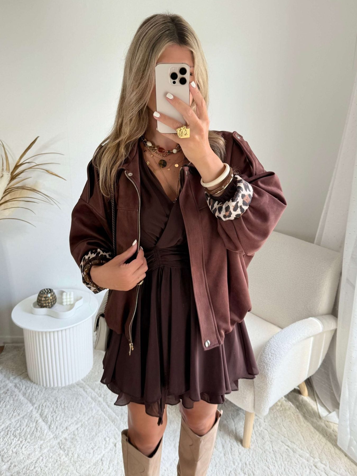 Veste marron effet daim - Lou