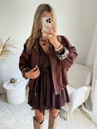 Veste marron effet daim - Lou