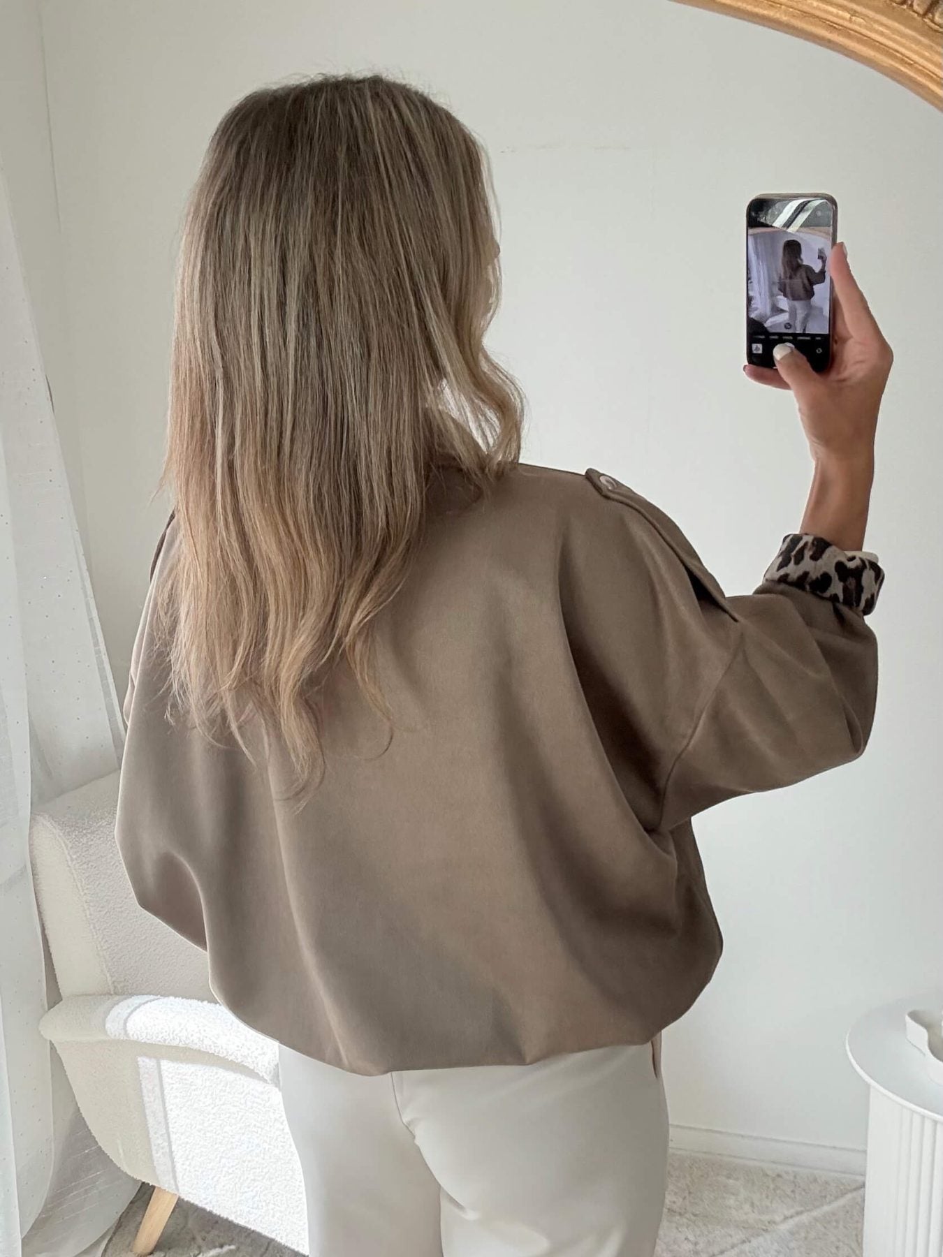 Veste taupe effet daim - Lou