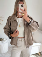 Veste taupe effet daim - Lou