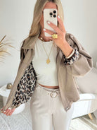 Veste taupe effet daim - Lou