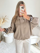 Veste taupe effet daim - Lou