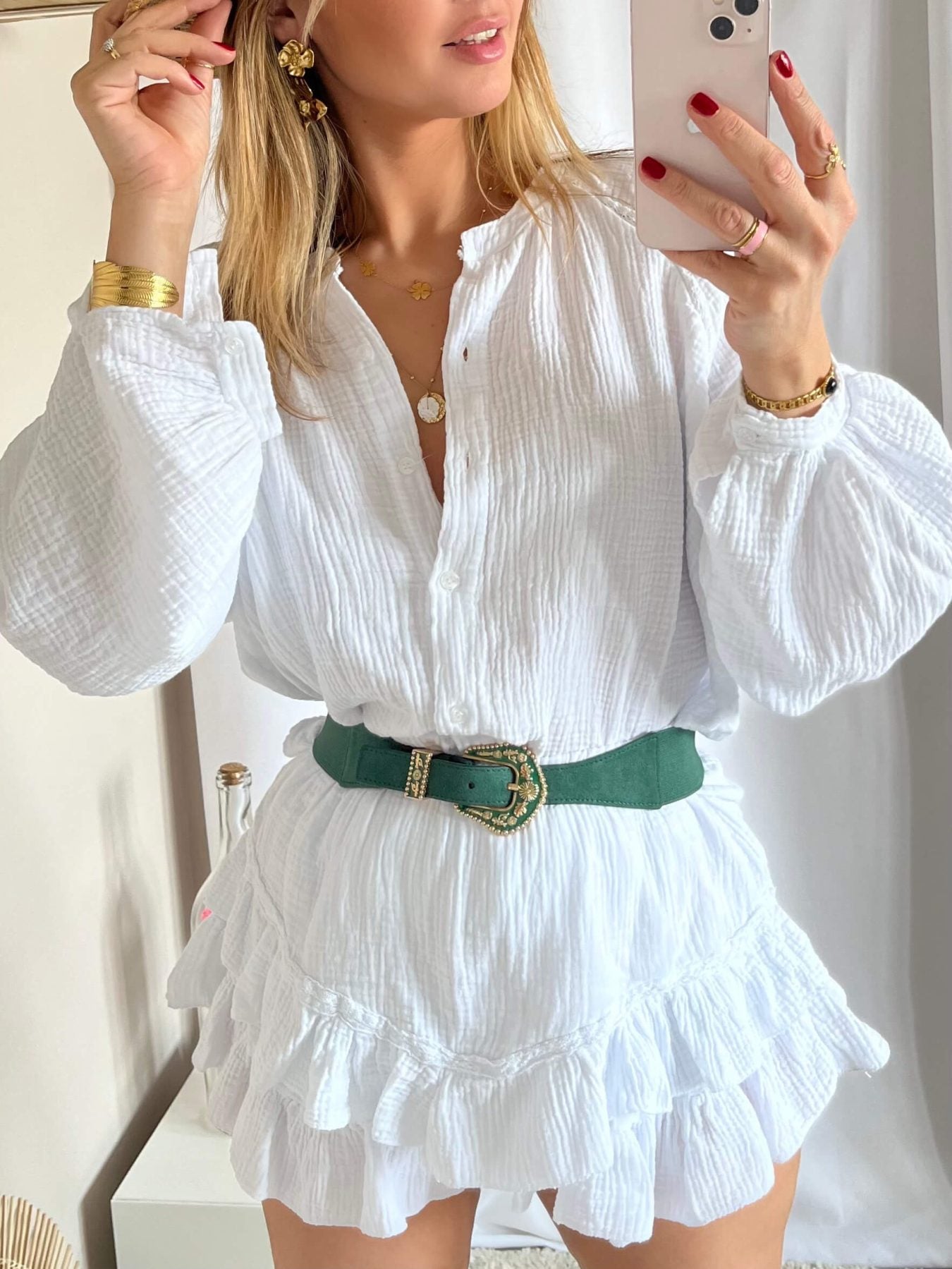 Ensemble gaze de coton blanc