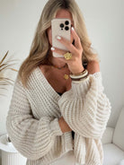 Gilet beige à grosses mailles