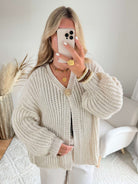 Gilet beige à grosses mailles