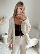 Gilet beige à grosses mailles