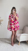 Robe à poches & short intégrés - imprimé fuchsia, coupe fluide et manches courtes