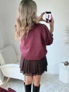 Veste effet daim bordeaux - Lou