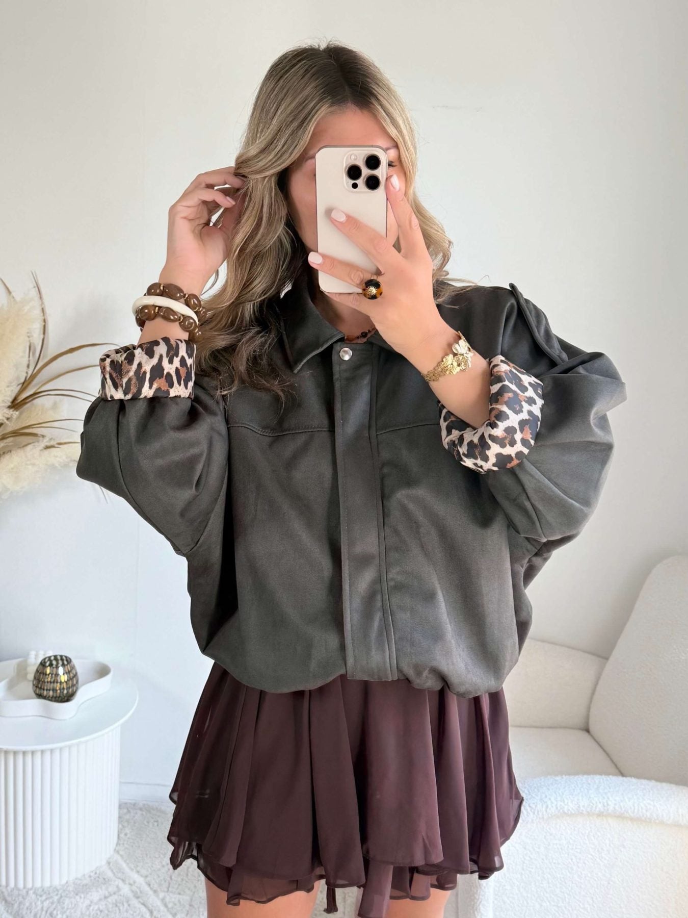 Veste effet daim kaki - Lou