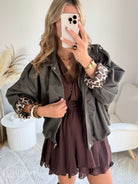 Veste effet daim kaki - Lou