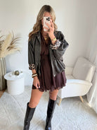 Veste effet daim kaki - Lou