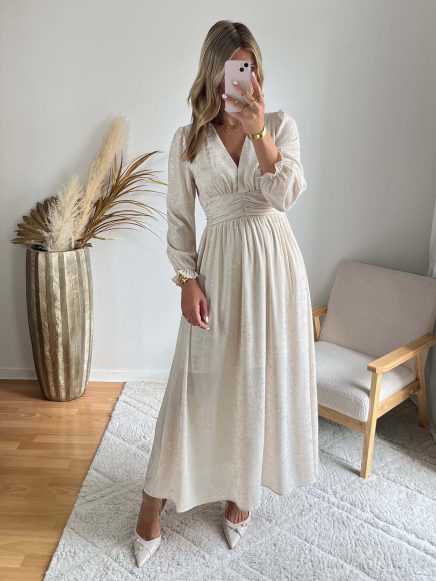 Robe longue beige dorée – Romy