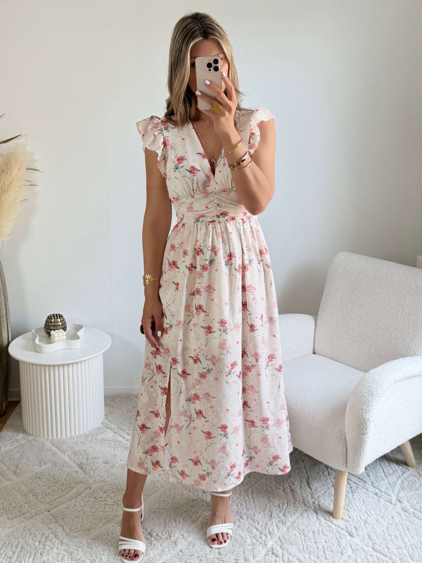 Robe crème corail - Andréa