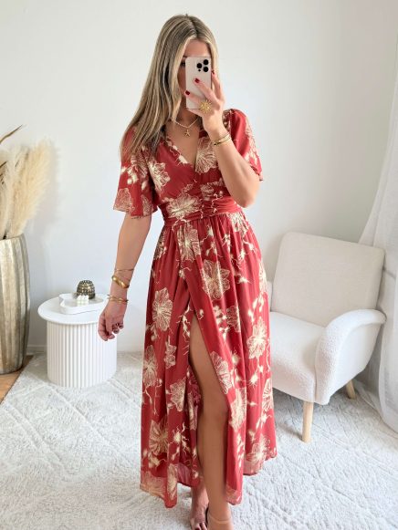 Robe terracotta dorée – Sarah