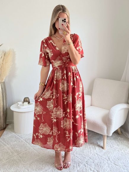 Robe terracotta dorée – Sarah