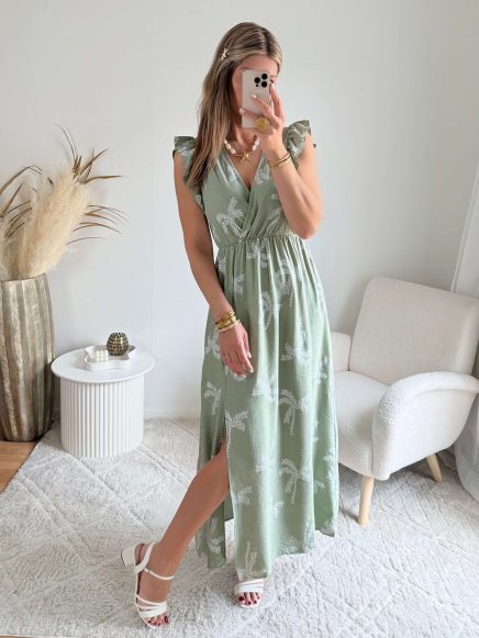 Robe longue vert sauge – Soline