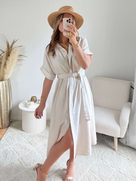 Robe chemise écru – Célia