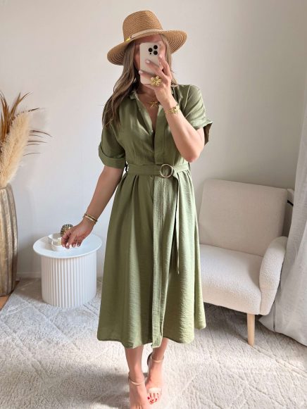 Robe chemise kaki – Célia