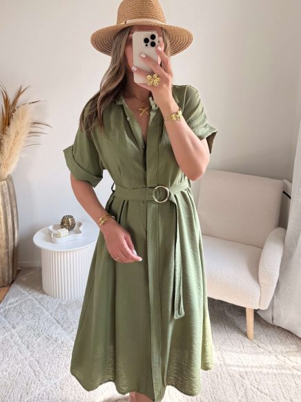 Robe chemise kaki – Célia