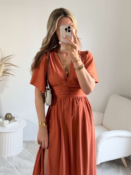 Robe longue terracotta – Tania