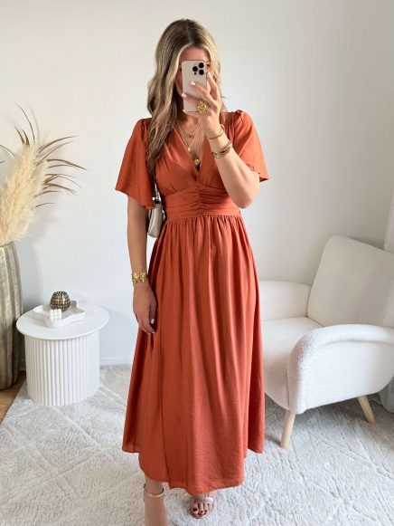 Robe longue terracotta – Tania