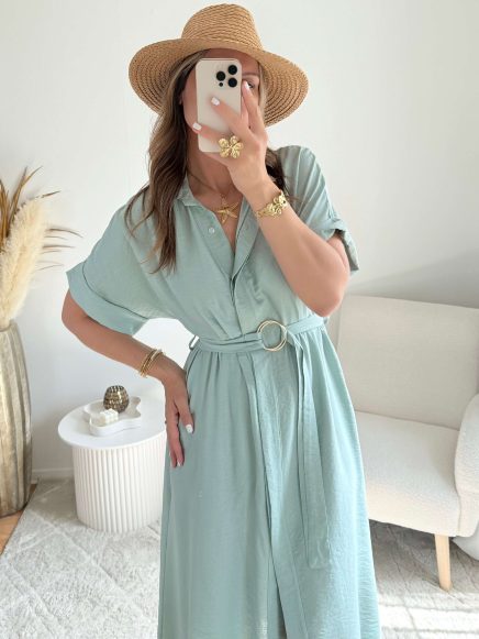 Robe chemise vert d’eau – Célia