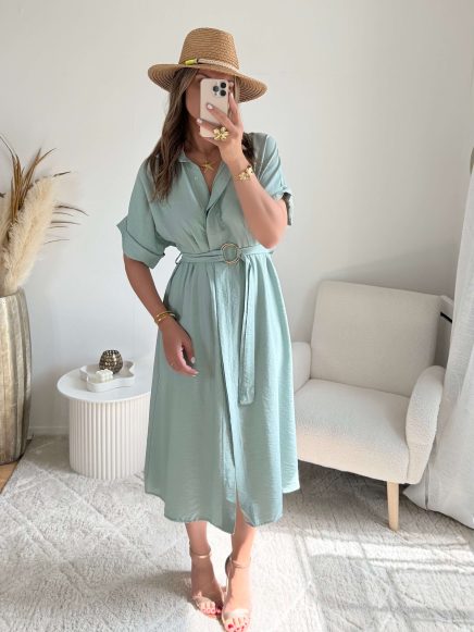 Robe chemise vert d’eau – Célia