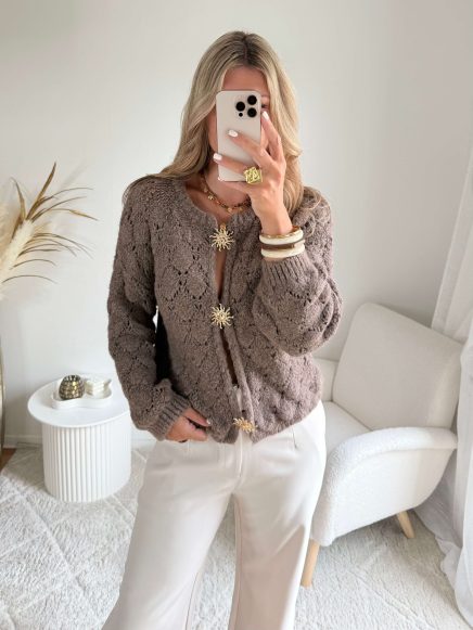 Cardigan broches soleil