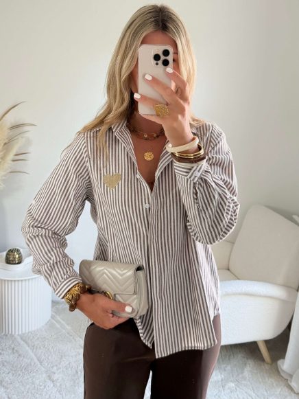 Chemise rayée café – Fily