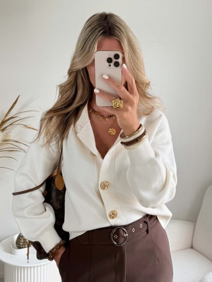 Gilet écru boutons dorés – Nori