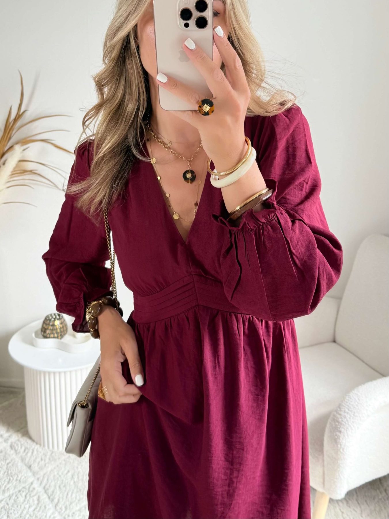 Robe courte bordeaux - Clarisse