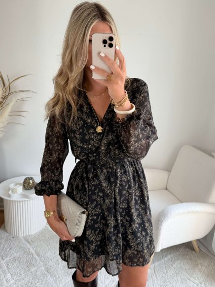 Robe noire imprimée – Darcy