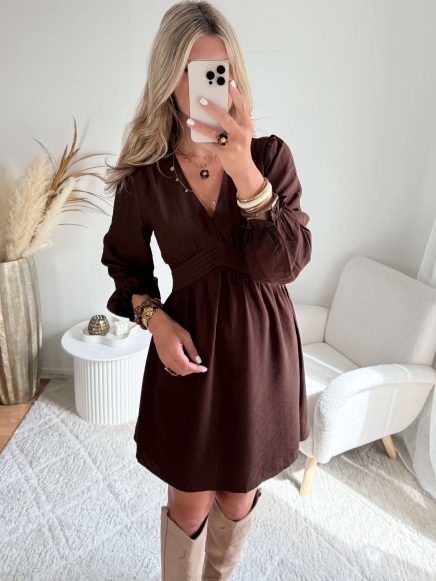 Robe courte marron – Clarisse