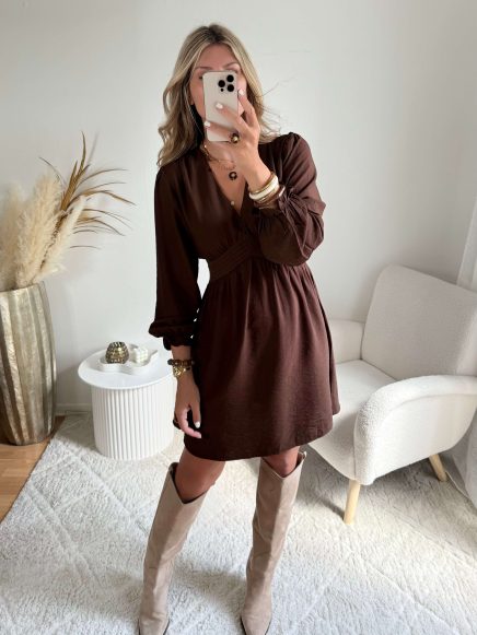 Robe courte marron – Clarisse