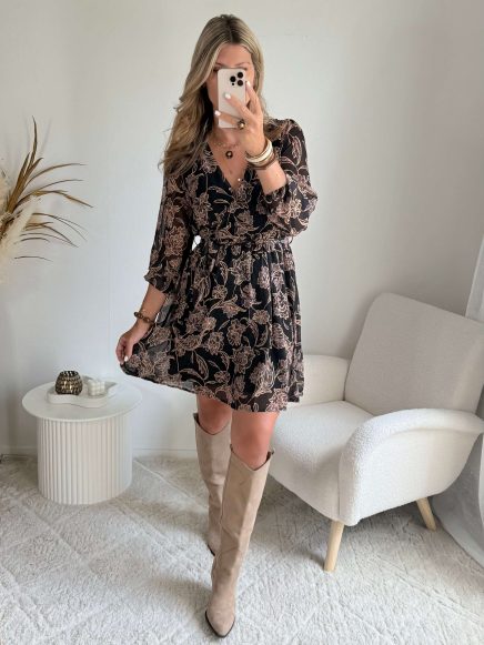 Robe courte marron dorée – Alys