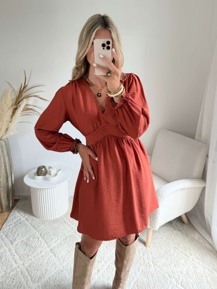 Robe courte terracotta – Clarisse