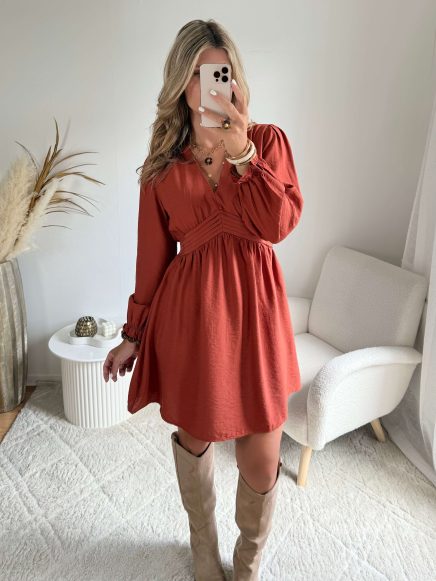 Robe courte terracotta – Clarisse