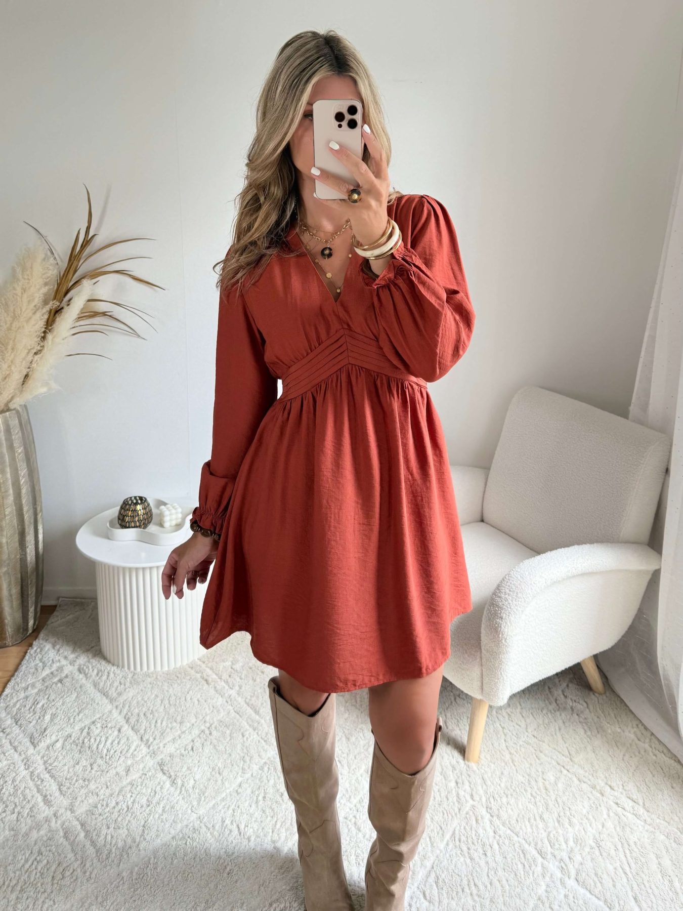 Robe courte terracotta - Clarisse