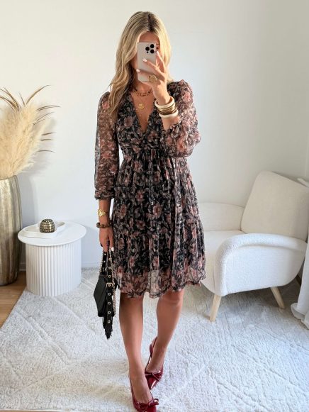 Robe fleurie irisée – Rose