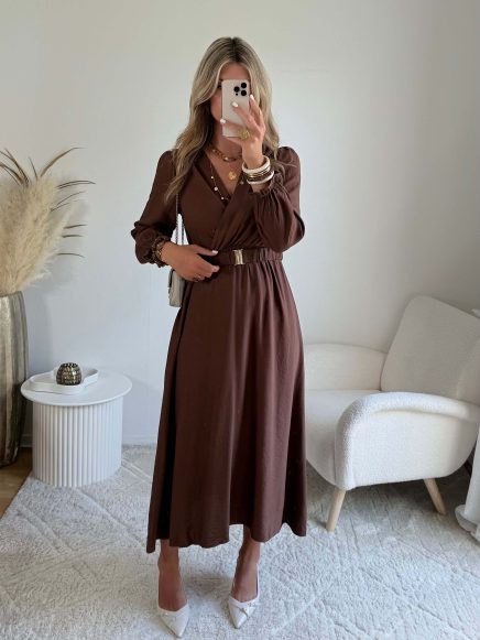 Robe longue chocolat – Elise