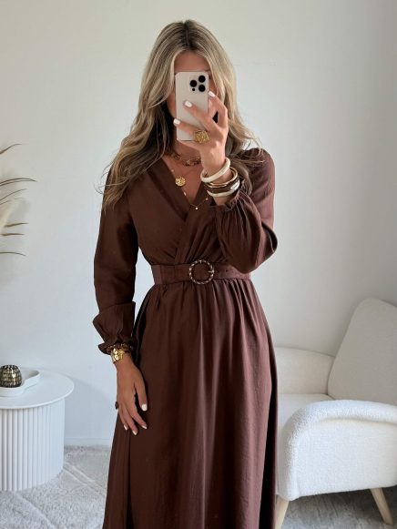 Robe longue chocolat – Elise