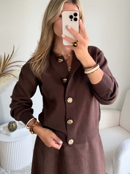 Gilet marron boutons dorés – Nori