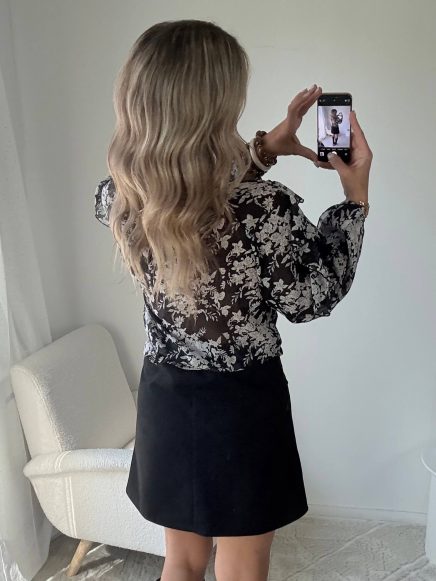 Jupe courte effet daim noire