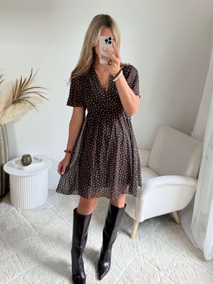 Robe chocolat à pois – Anne