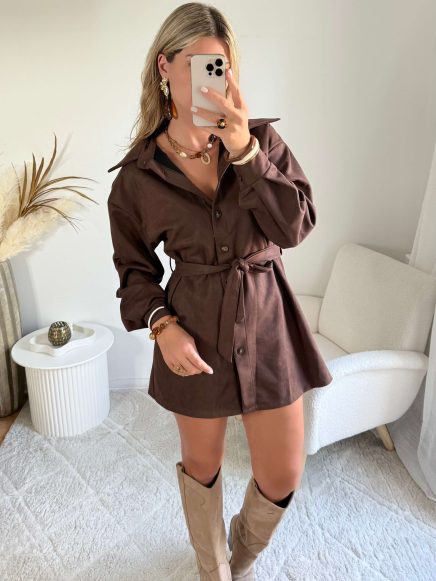 Veste – Robe effet daim chocolat