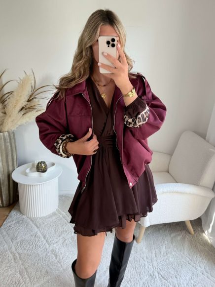 Veste effet daim bordeaux – Lou