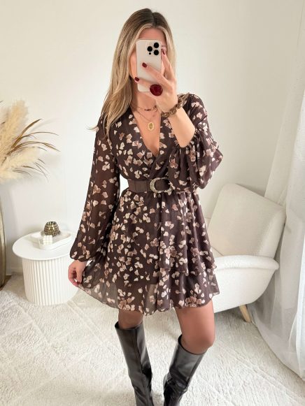 Robe fleurie chocolat – Cassie