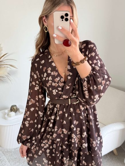 Robe fleurie chocolat – Cassie