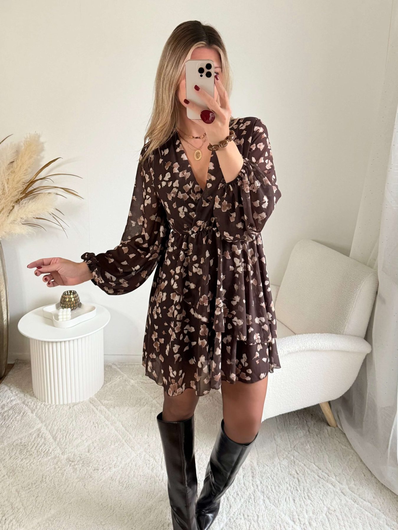 Robe fleurie chocolat - Cassie